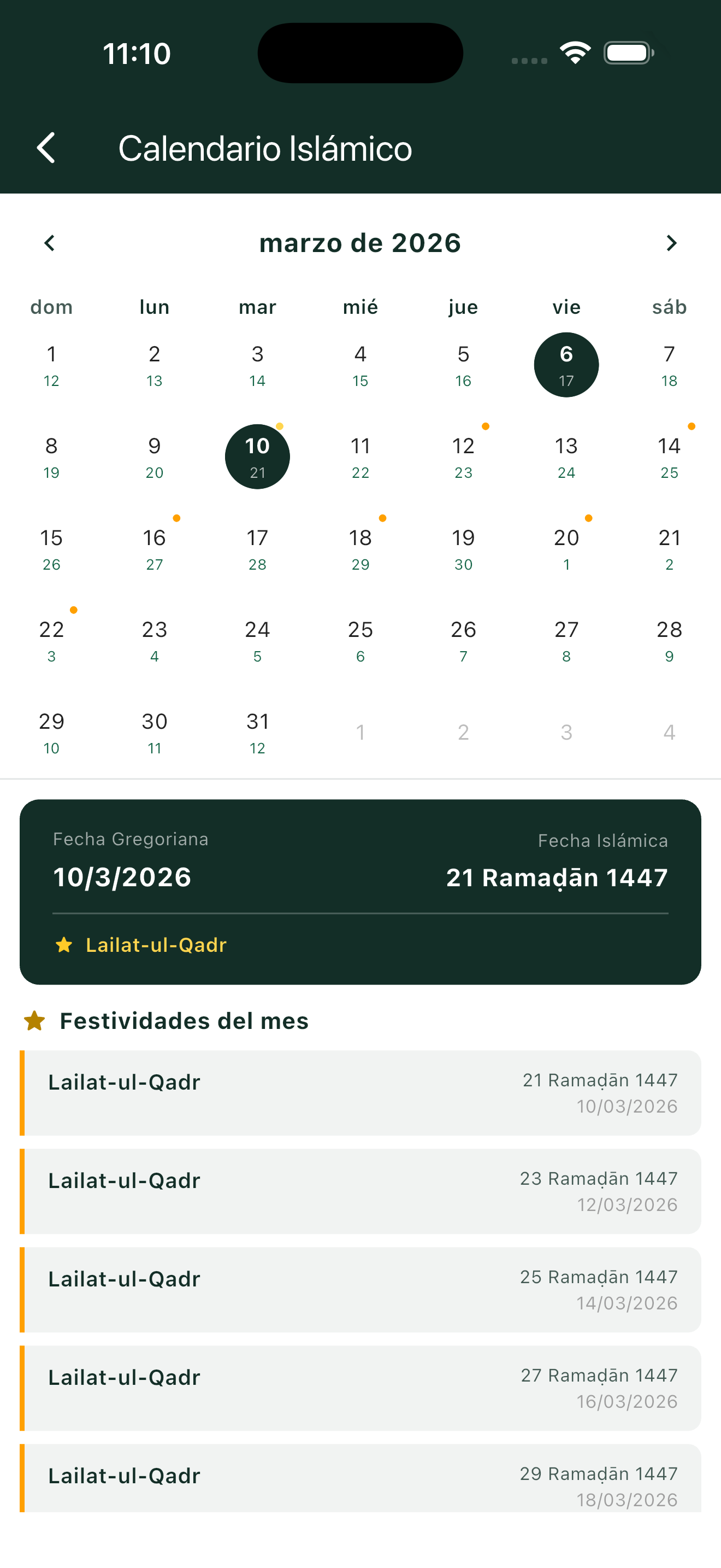 Calendarios Islamico